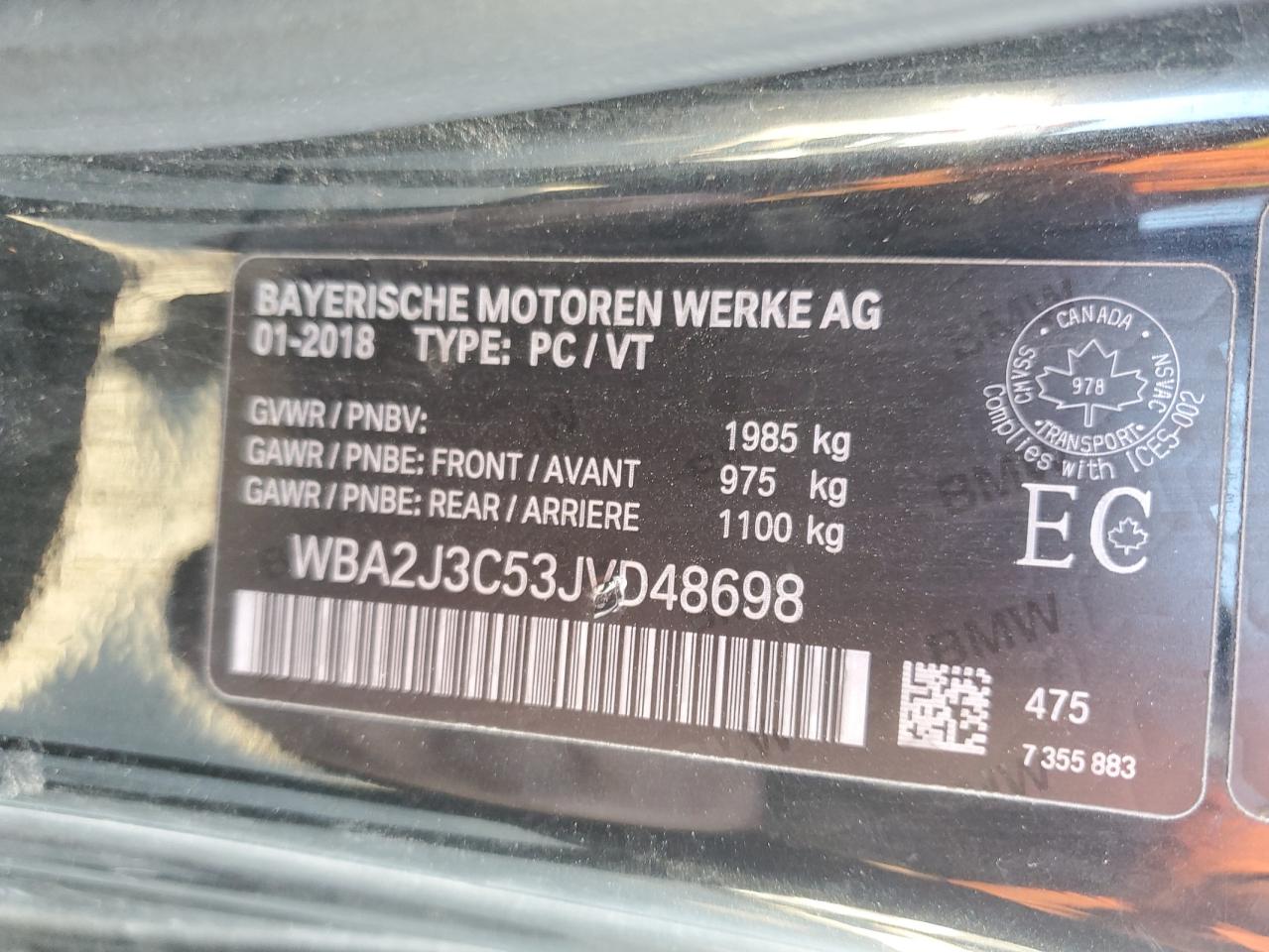 2018 BMW 230Xi VIN: WBA2J3C53JVD48698 Lot: 85891045