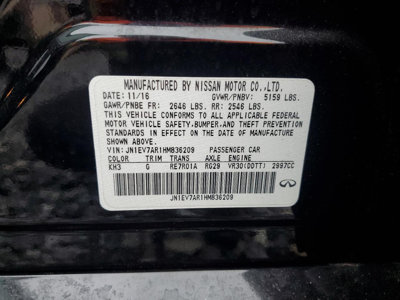 2017 Infiniti Q50 Premium VIN: JN1EV7AR1HM836209 Lot: 81472895