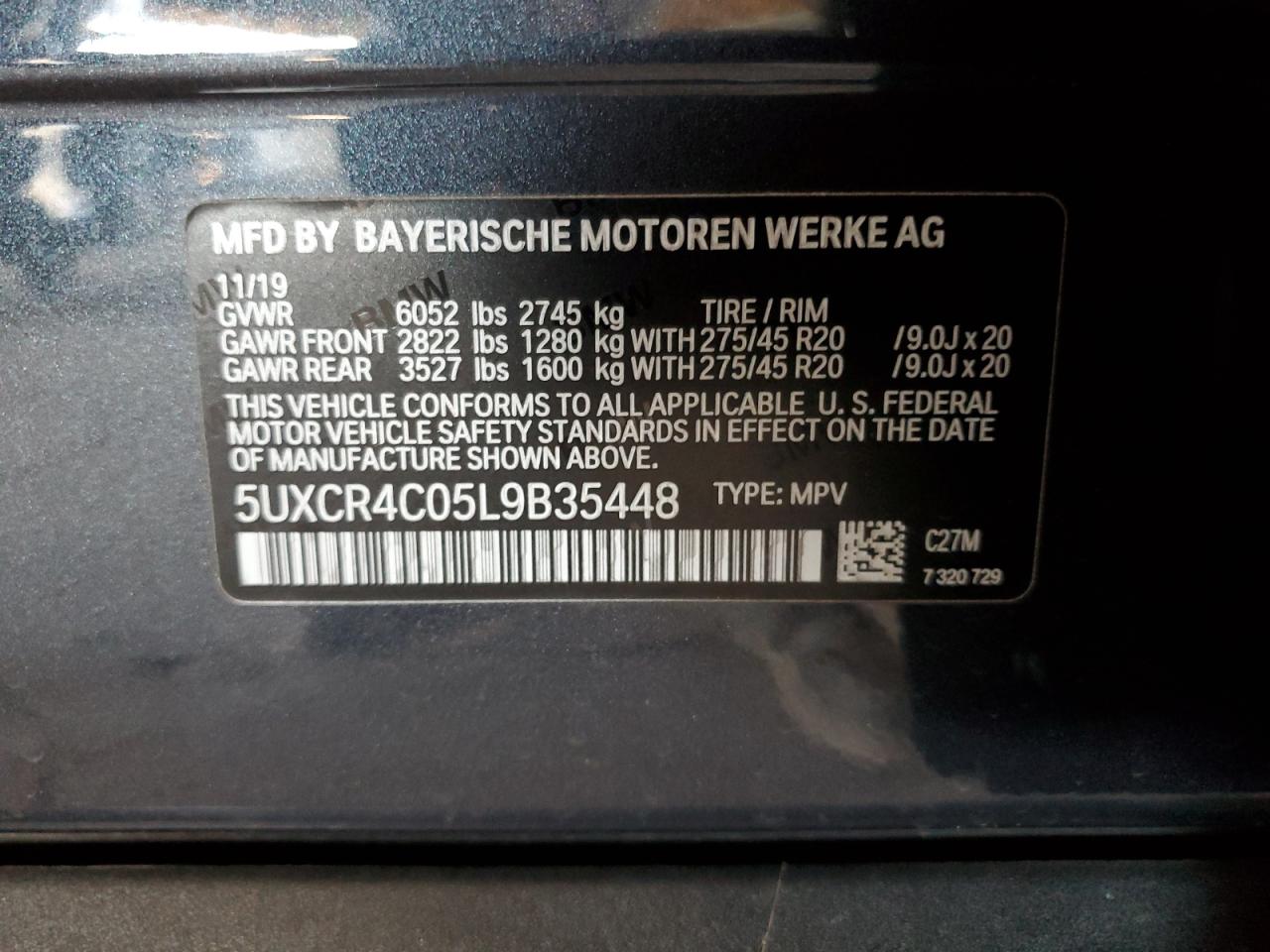 2020 BMW X5 Sdrive 40I VIN: 5UXCR4C05L9B35448 Lot: 82182365