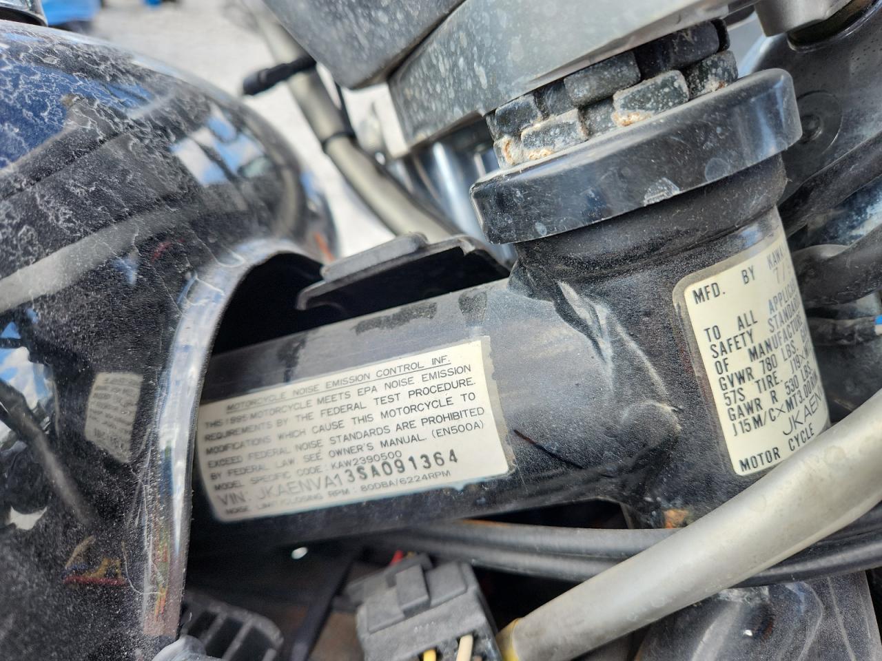 1995 Kawasaki En500 VIN: JKAENVA13SA091364 Lot: 84903425