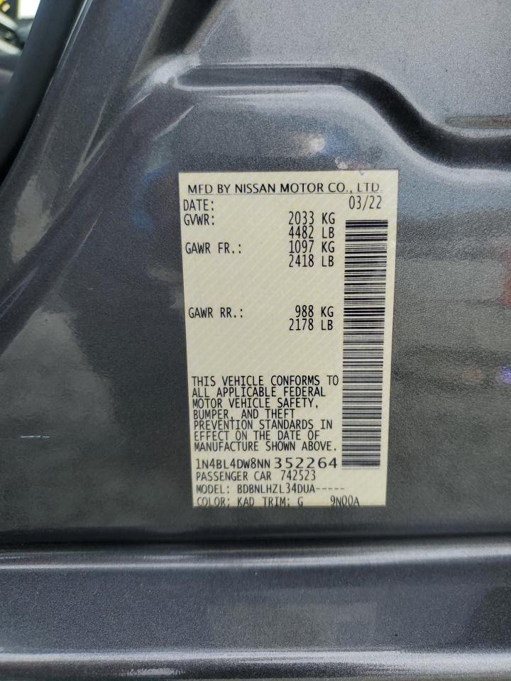 2022 Nissan Altima Sv VIN: 1N4BL4DW8NN352264 Lot: 85768195