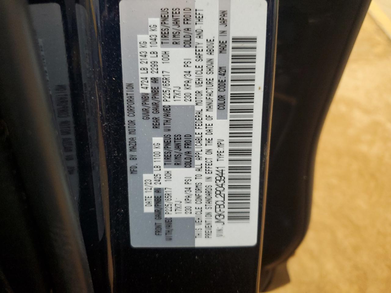 2024 Mazda Cx-5 Preferred VIN: JM3KFBCL2R0439441 Lot: 81919805