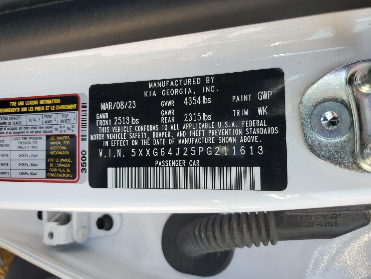 2023 Kia K5 Gt Line VIN: 5XXG64J25PG211613 Lot: 81563175