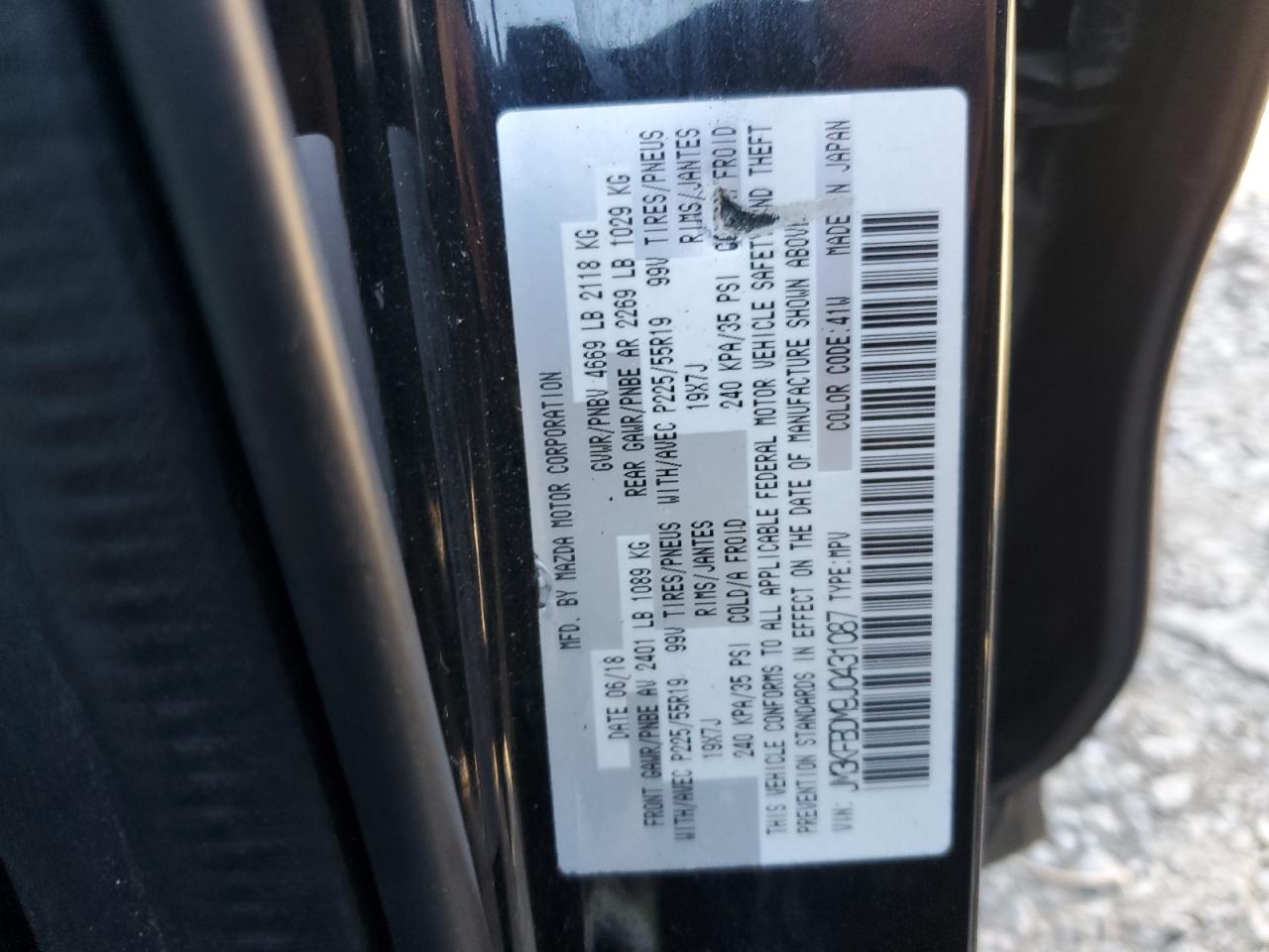 2018 Mazda Cx-5 Grand Touring VIN: JM3KFBDM9J0431087 Lot: 87479155