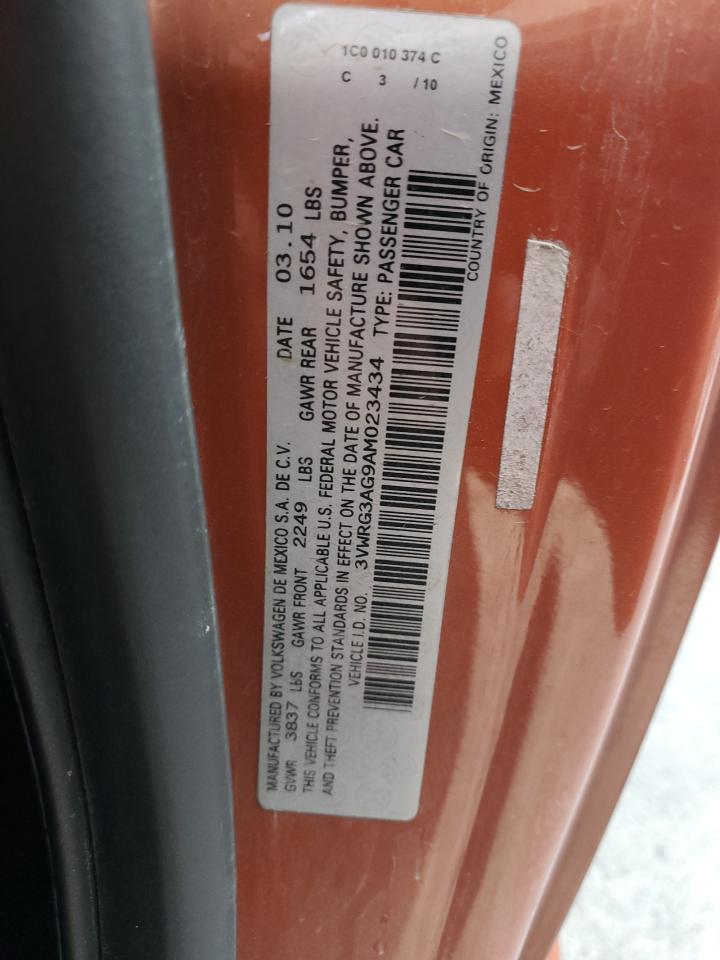 2010 Volkswagen New Beetle VIN: 3VWRG3AG9AM023434 Lot: 91119135