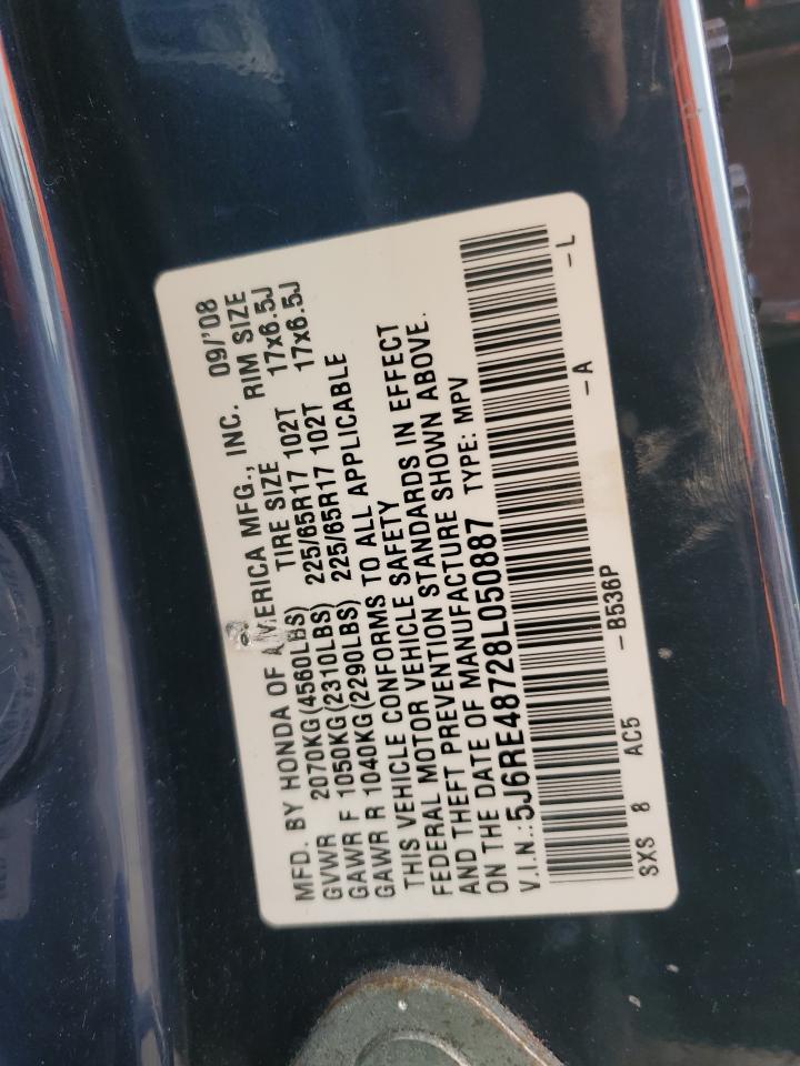 2008 Honda Cr-V Exl VIN: 5J6RE48728L050887 Lot: 89847405