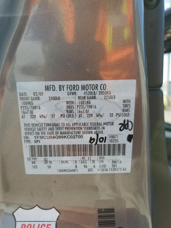 2009 Ford Escape Limited VIN: 1FMCU04G99KC02700 Lot: 84466435