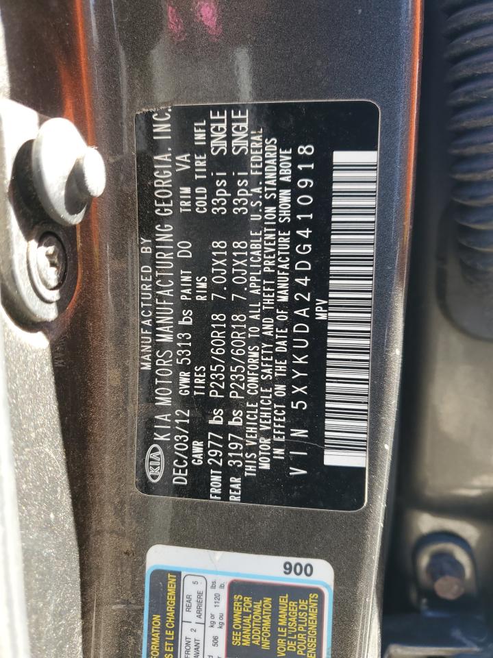 2013 Kia Sorento Ex VIN: 5XYKUDA24DG410918 Lot: 82343305