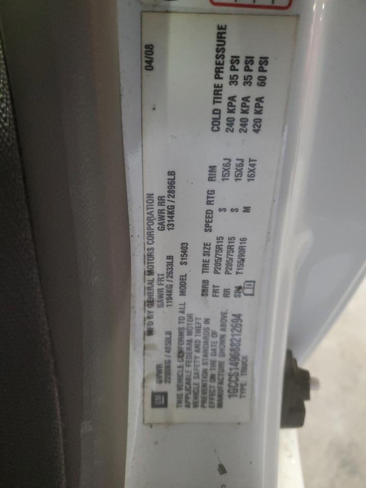 2008 Chevrolet Colorado VIN: 1GCCS149688212694 Lot: 85346155