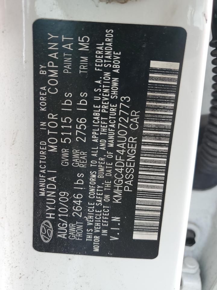 2010 Hyundai Genesis 4.6L VIN: KMHGC4DF4AU072773 Lot: 84894735