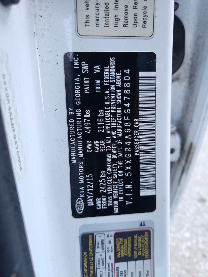 2015 Kia Optima Sx VIN: 5XXGR4A68FG478804 Lot: 84906125