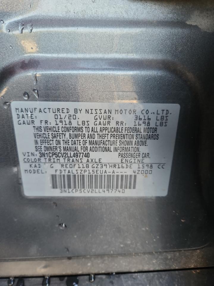 2020 Nissan Kicks Sv VIN: 3N1CP5CV2LL497740 Lot: 84217505