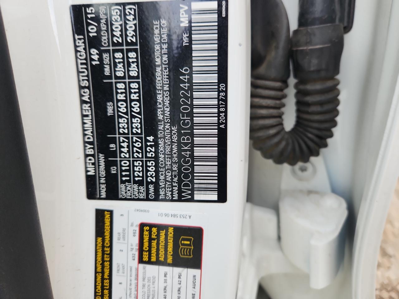 2016 Mercedes-Benz Glc 300 4Matic VIN: WDC0G4KB1GF022446 Lot: 85597025