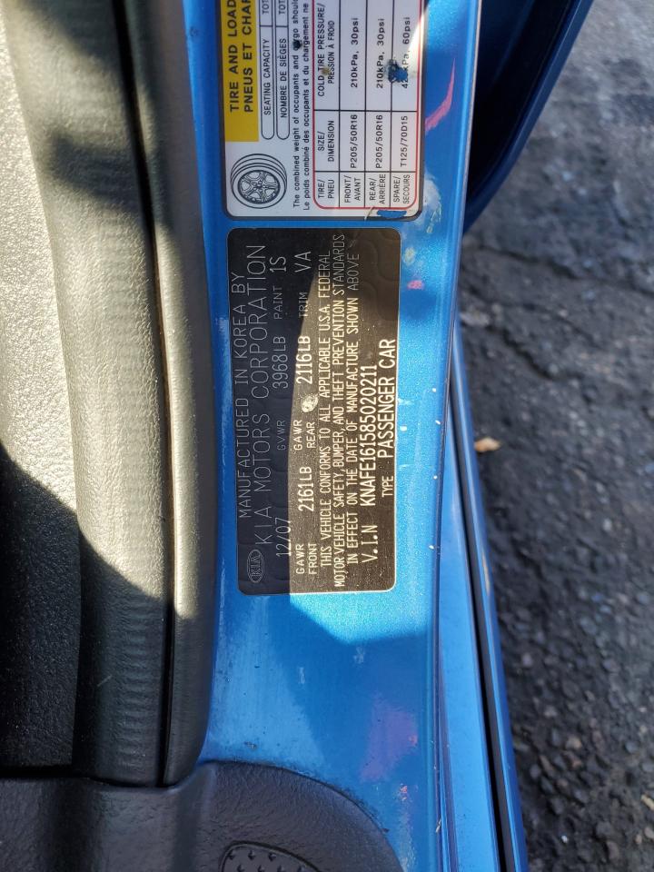 2008 Kia Spectra5 5 Sx VIN: KNAFE161585020211 Lot: 86549105