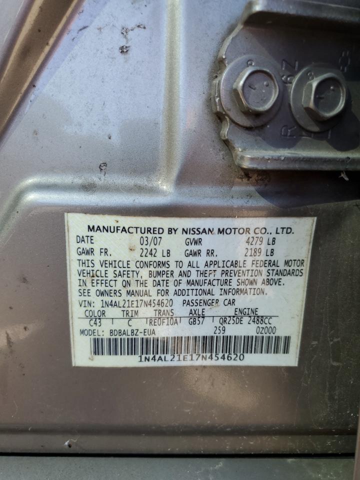 2007 Nissan Altima 2.5 VIN: 1N4AL21E17N454620 Lot: 86224485