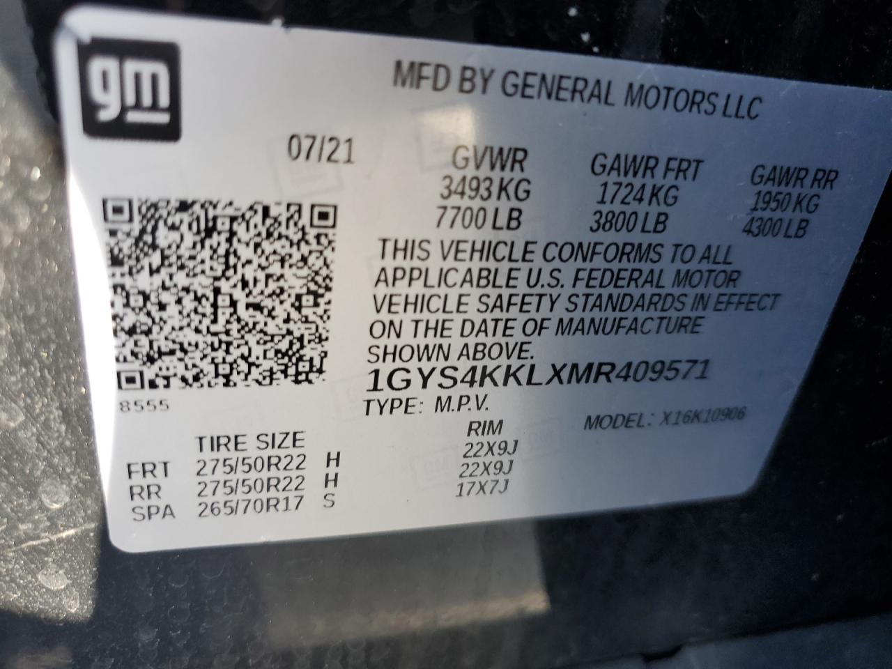 2021 Cadillac Escalade Esv Premium Luxury VIN: 1GYS4KKLXMR409571 Lot: 85858975