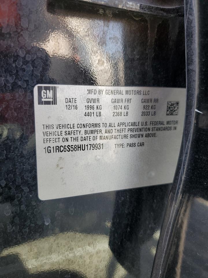 2017 Chevrolet Volt Lt VIN: 1G1RC6S58HU179931 Lot: 86663385