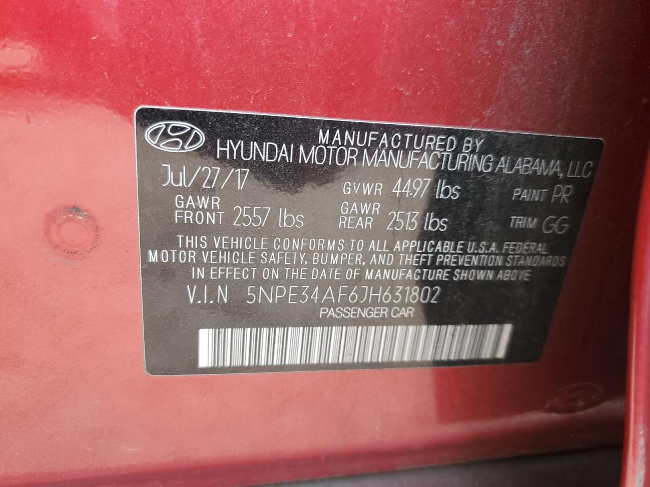 2018 Hyundai Sonata Sport VIN: 5NPE34AF6JH631802 Lot: 82303035