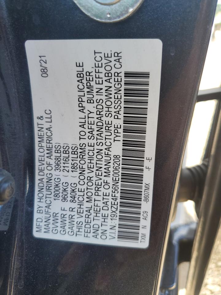 2022 Honda Insight Ex VIN: 19XZE4F56NE006208 Lot: 90347975