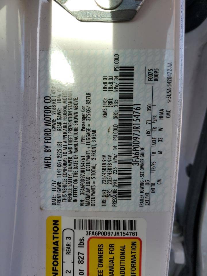 2018 Ford Fusion Titanium/Platinum VIN: 3FA6P0D97JR154761 Lot: 89707875