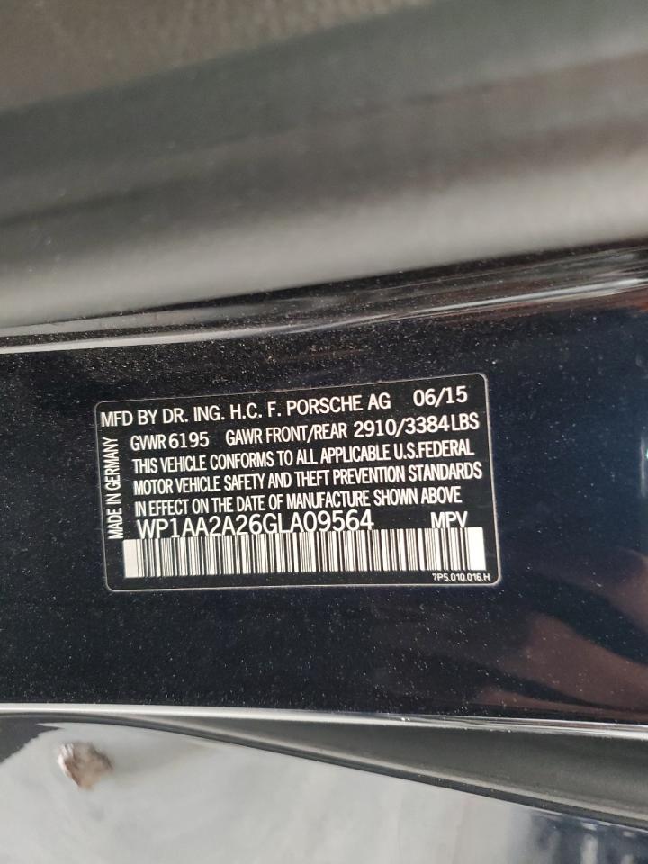 2016 Porsche Cayenne VIN: WP1AA2A26GLA09564 Lot: 86222405