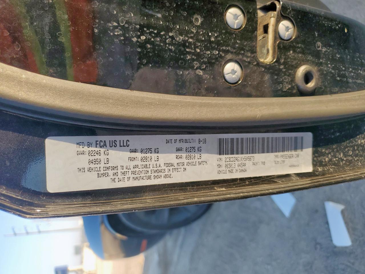 2019 Dodge Challenger Sxt VIN: 2C3CDZAG1KH505873 Lot: 84414585