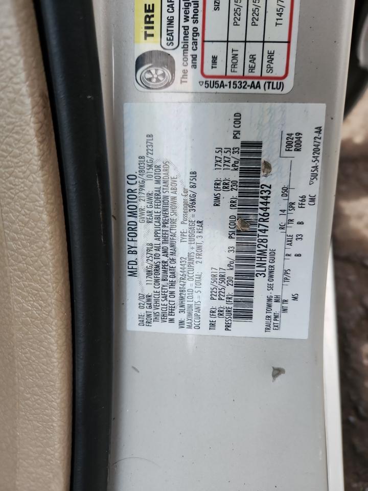 2007 Lincoln Mkz VIN: 3LNHM28T47R644432 Lot: 86070565