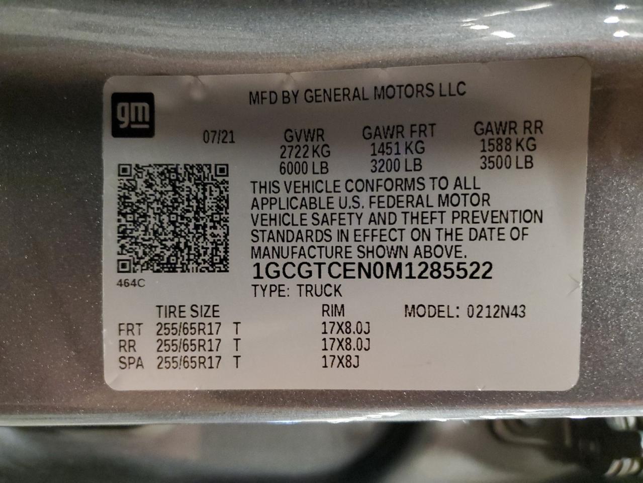 2021 Chevrolet Colorado Lt VIN: 1GCGTCEN0M1285522 Lot: 85519575