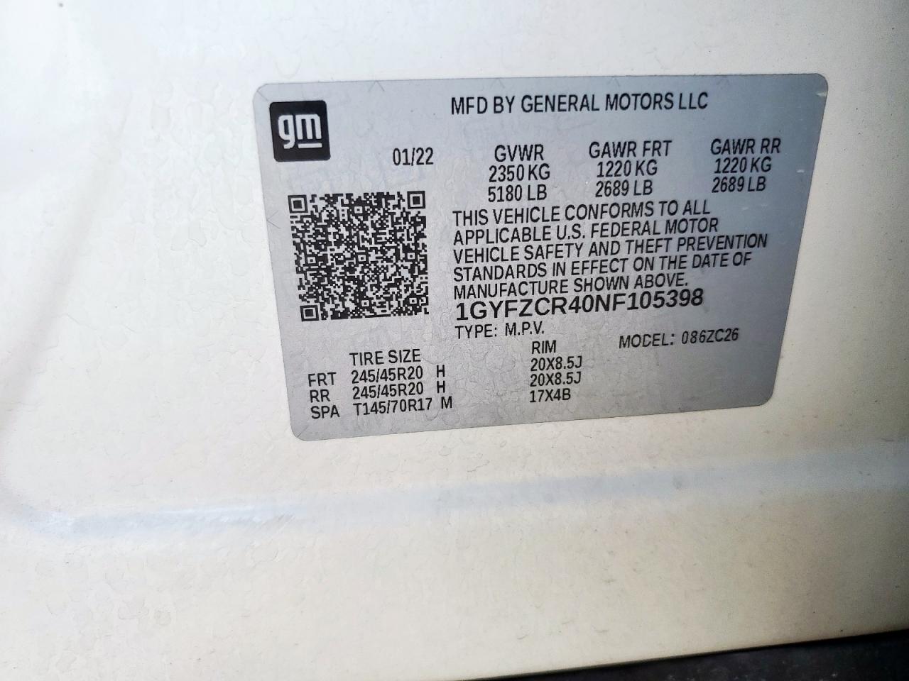 2022 Cadillac Xt4 Premium Luxury VIN: 1GYFZCR40NF105398 Lot: 85189695