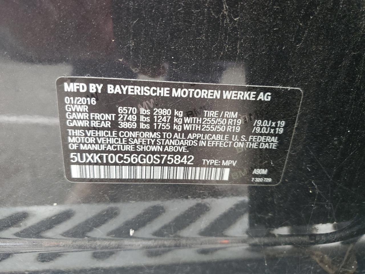 2016 BMW X5 Xdr40E VIN: 5UXKT0C56G0S75842 Lot: 85862755
