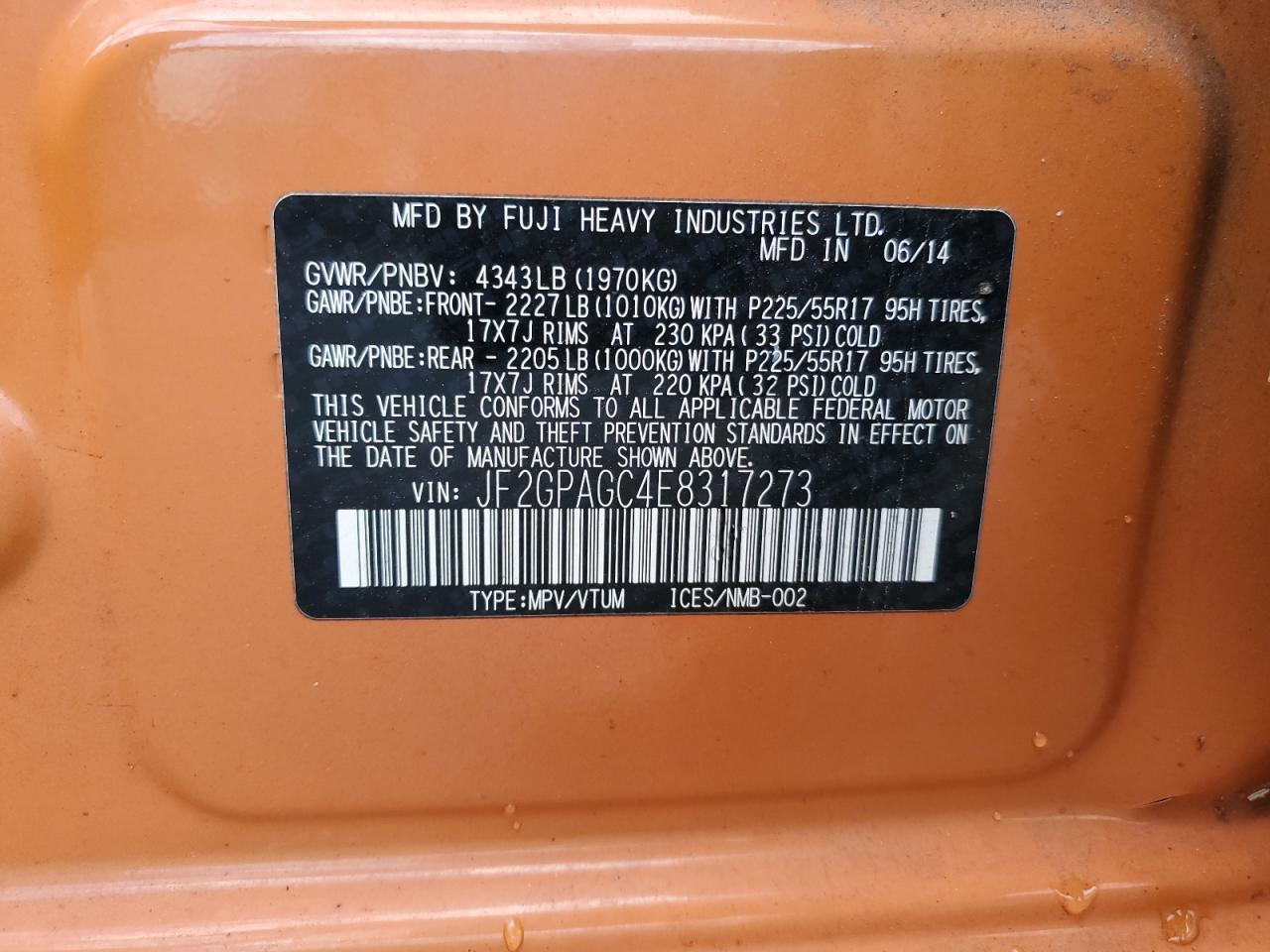 2014 Subaru Xv Crosstrek 2.0 Limited VIN: JF2GPAGC4E8317273 Lot: 84975615