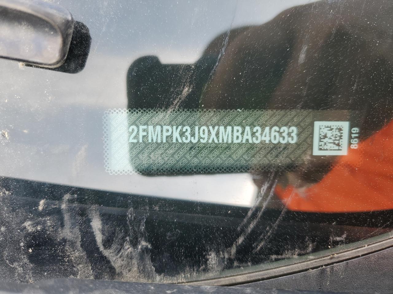 2021 Ford Edge Sel VIN: 2FMPK3J9XMBA34633 Lot: 82762125