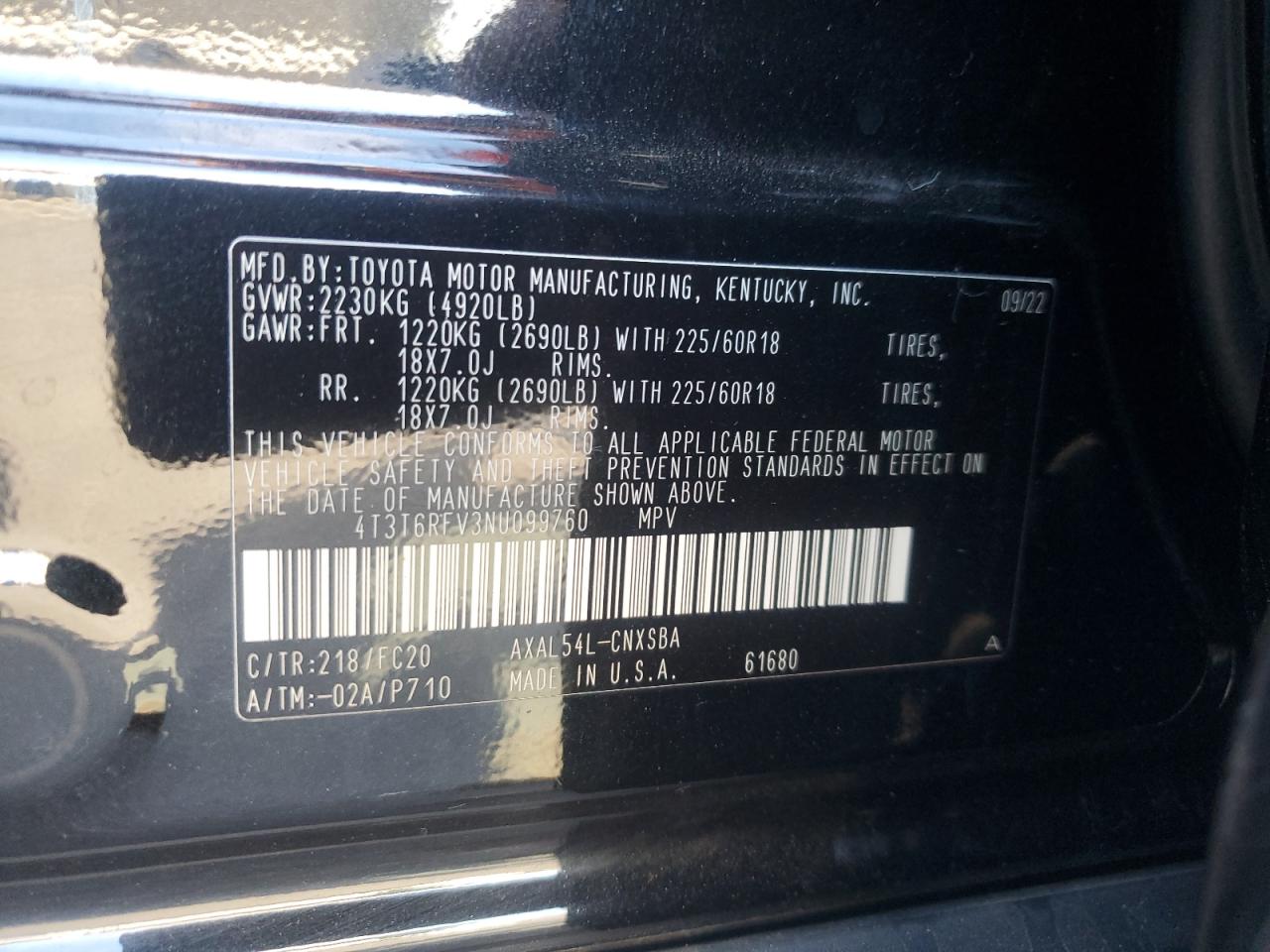 2022 Toyota Rav4 Se VIN: 4T3T6RFV3NU099760 Lot: 81976605