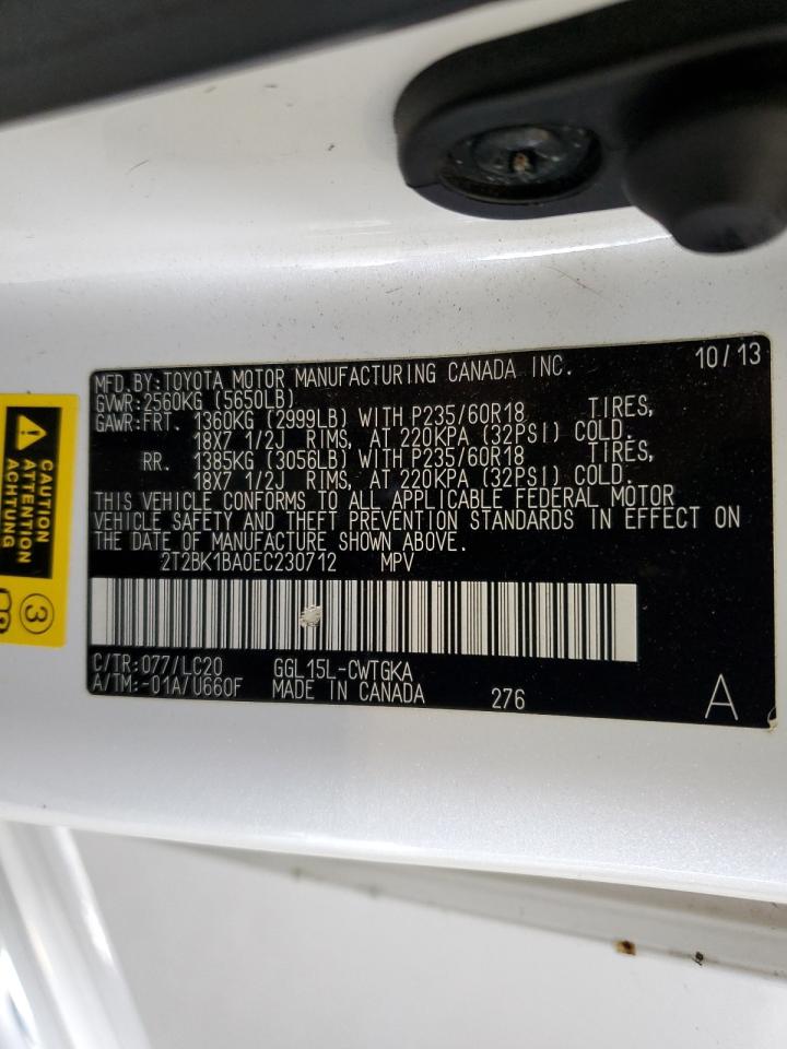 2014 Lexus Rx 350 Base VIN: 2T2BK1BA0EC230712 Lot: 82203375