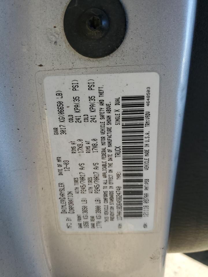 2004 Dodge Ram 1500 St VIN: 1D7HA18D64S624740 Lot: 82287345