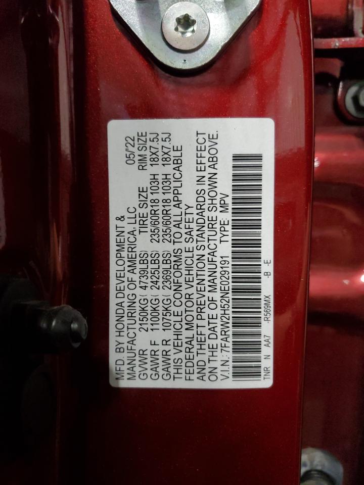 2022 Honda Cr-V Ex VIN: 7FARW2H52NE029191 Lot: 85766055
