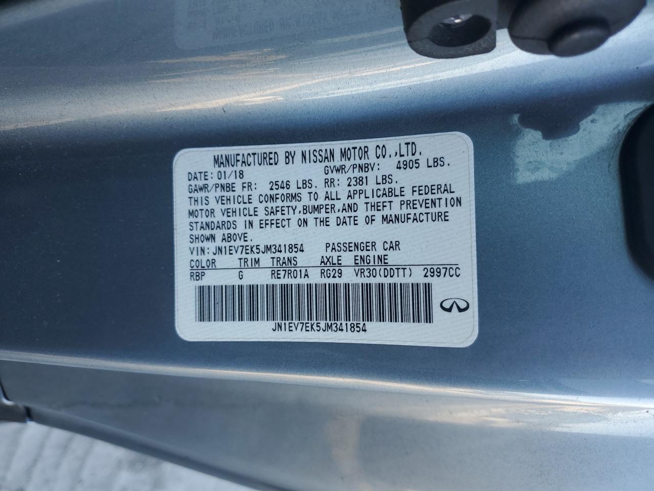 2018 Infiniti Q60 Luxe 300 VIN: JN1EV7EK5JM341854 Lot: 82427715