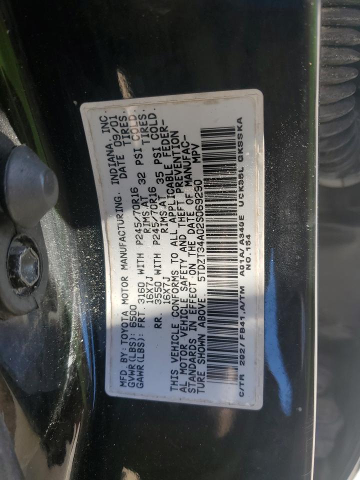 2002 Toyota Sequoia Sr5 VIN: 5TDZT34A02S069290 Lot: 85573245