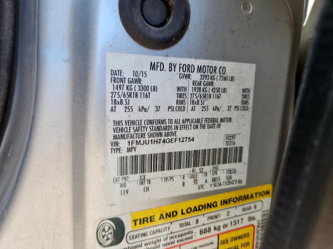 2016 Ford Expedition Xlt VIN: 1FMJU1HT4GEF12754 Lot: 90606305