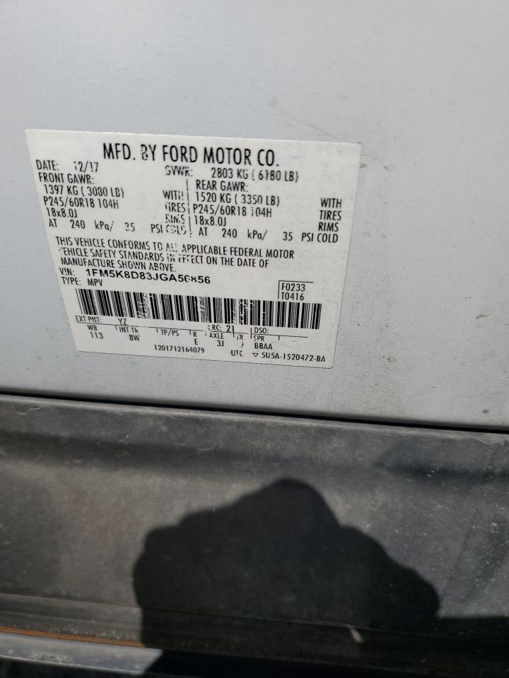 2018 Ford Explorer Xlt VIN: 1FM5K8D83JGA56856 Lot: 84211375