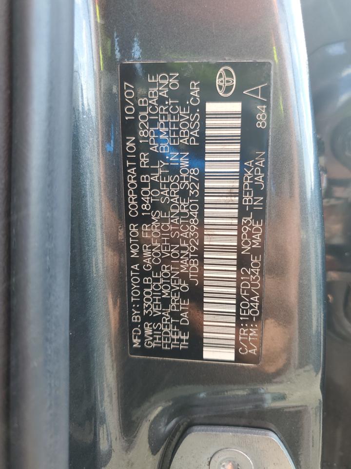 2008 Toyota Yaris VIN: JTDBT923984013278 Lot: 81616075