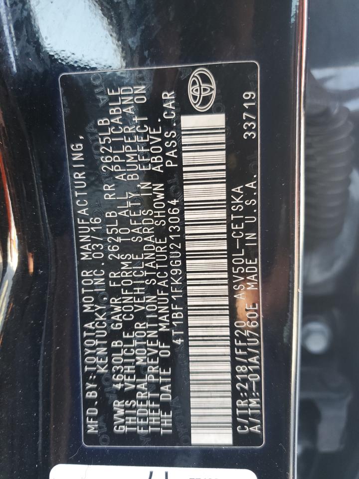 2016 Toyota Camry Le VIN: 4T1BF1FK9GU213064 Lot: 81937045