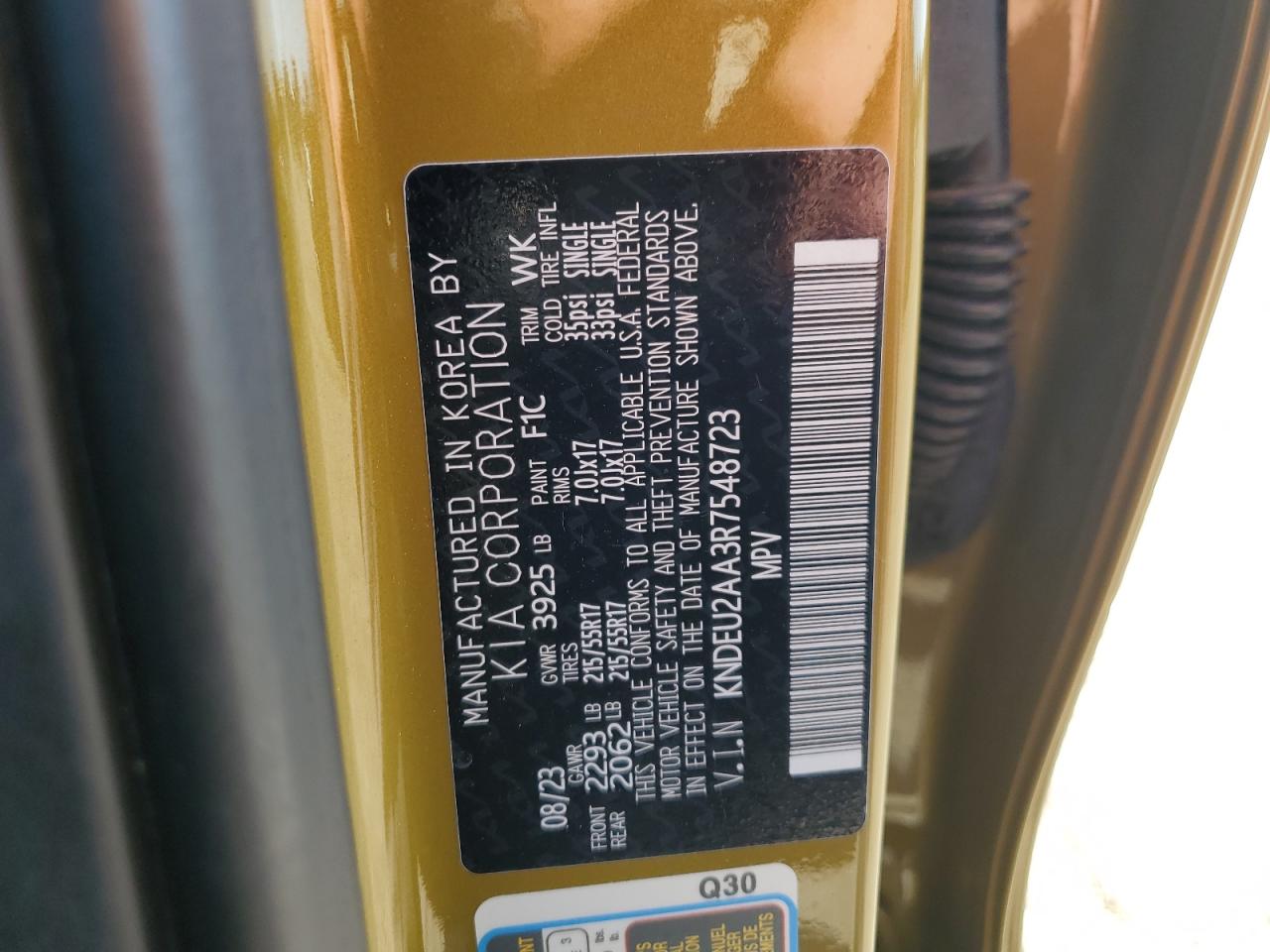 2024 Kia Seltos S VIN: KNDEU2AA3R7548723 Lot: 85591275