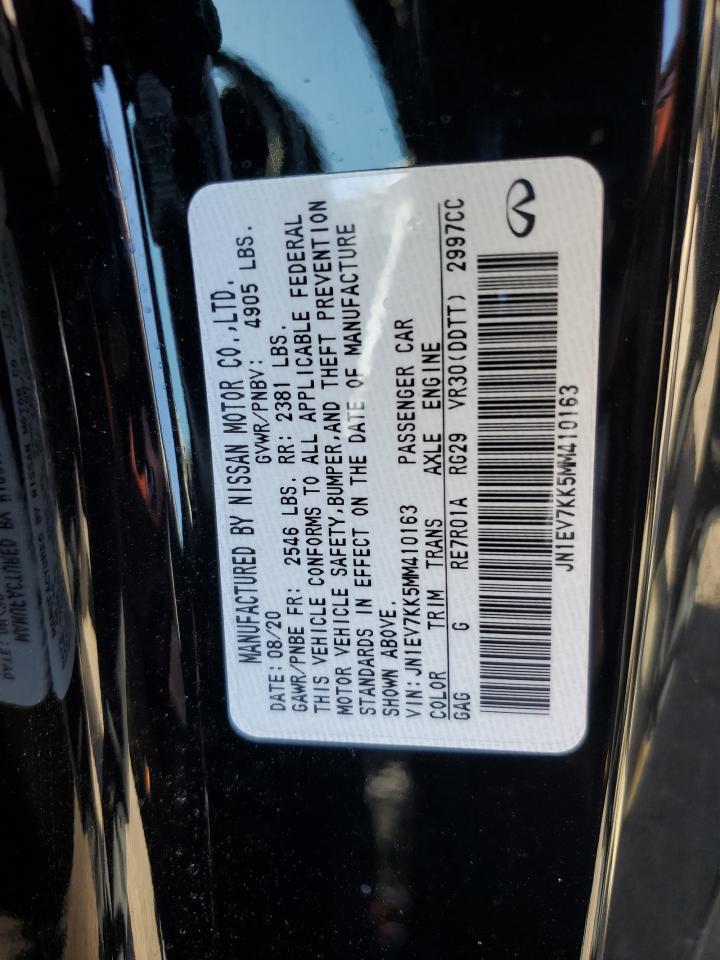 2021 Infiniti Q60 Luxe VIN: JN1EV7KK5MM410163 Lot: 87085785