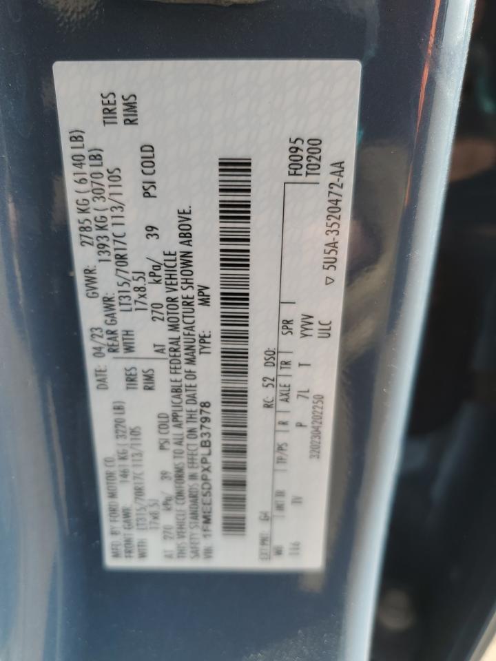 2023 Ford Bronco Base VIN: 1FMEE5DPXPLB37978 Lot: 90908135