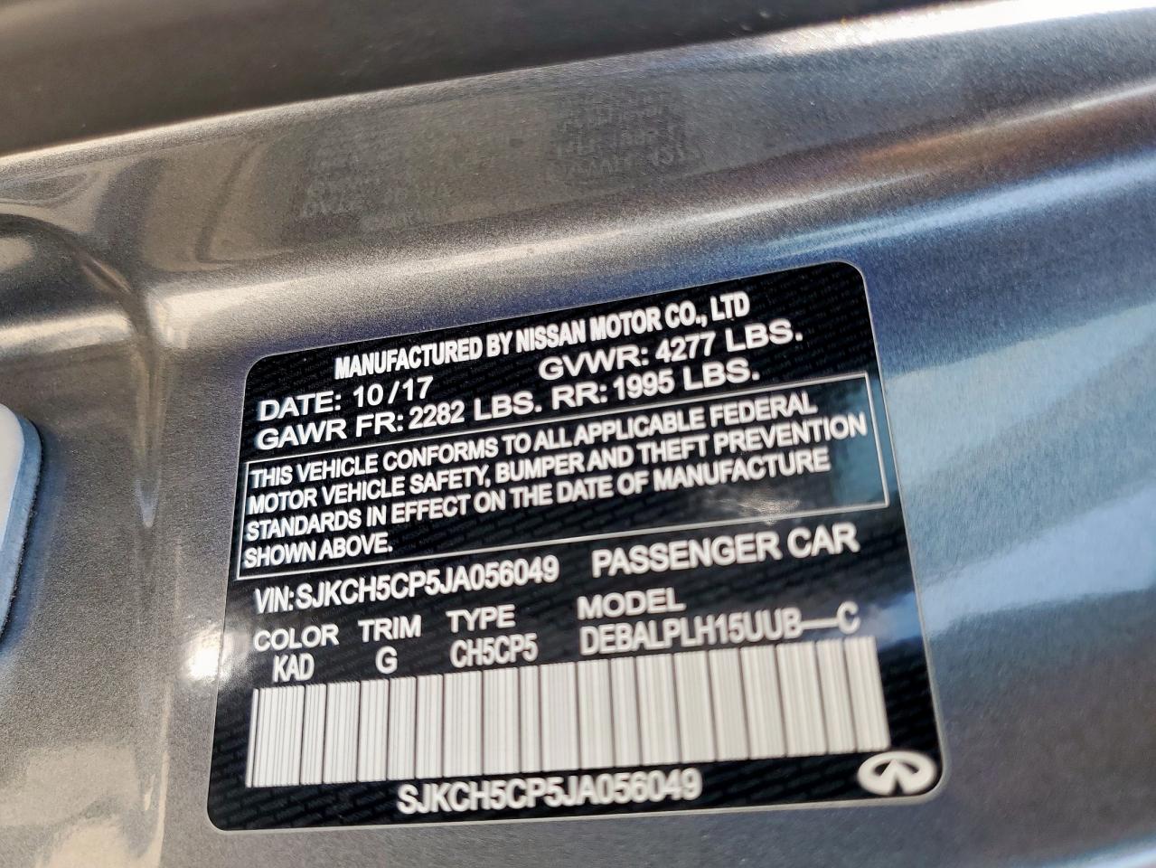 2018 Infiniti Qx30 Base VIN: SJKCH5CP5JA056049 Lot: 85152995