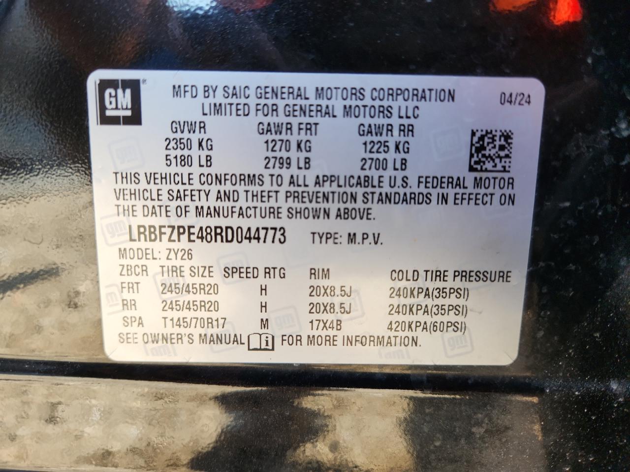 2024 Buick Envision Essence VIN: LRBFZPE48RD044773 Lot: 82763355