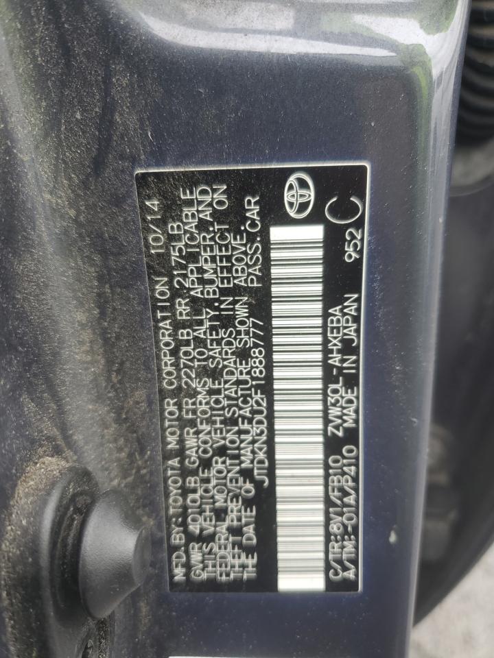 2015 Toyota Prius VIN: JTDKN3DU2F1888777 Lot: 82406015