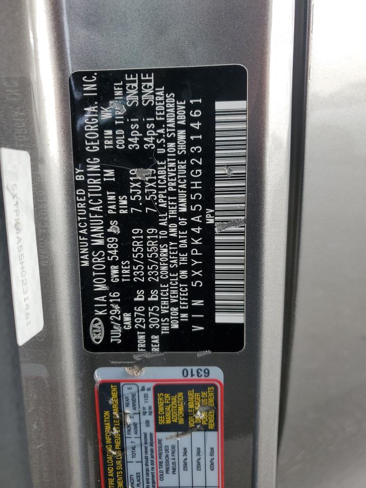 2017 Kia Sorento Sx VIN: 5XYPK4A55HG231461 Lot: 85872175