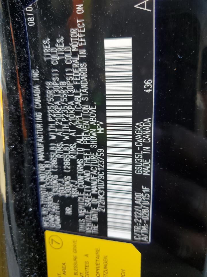 2009 Lexus Rx 350 VIN: 2T2HK31U79C123759 Lot: 84954665